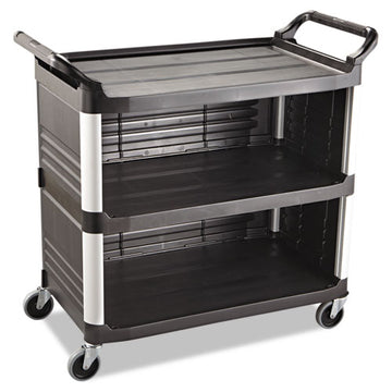 Rubbermaid® Commercial Xtra Utility Cart, 300-lb Capacity, Three-shelf, 20w X 40.63d X 37.8h, Black freeshipping - TVN Wholesale